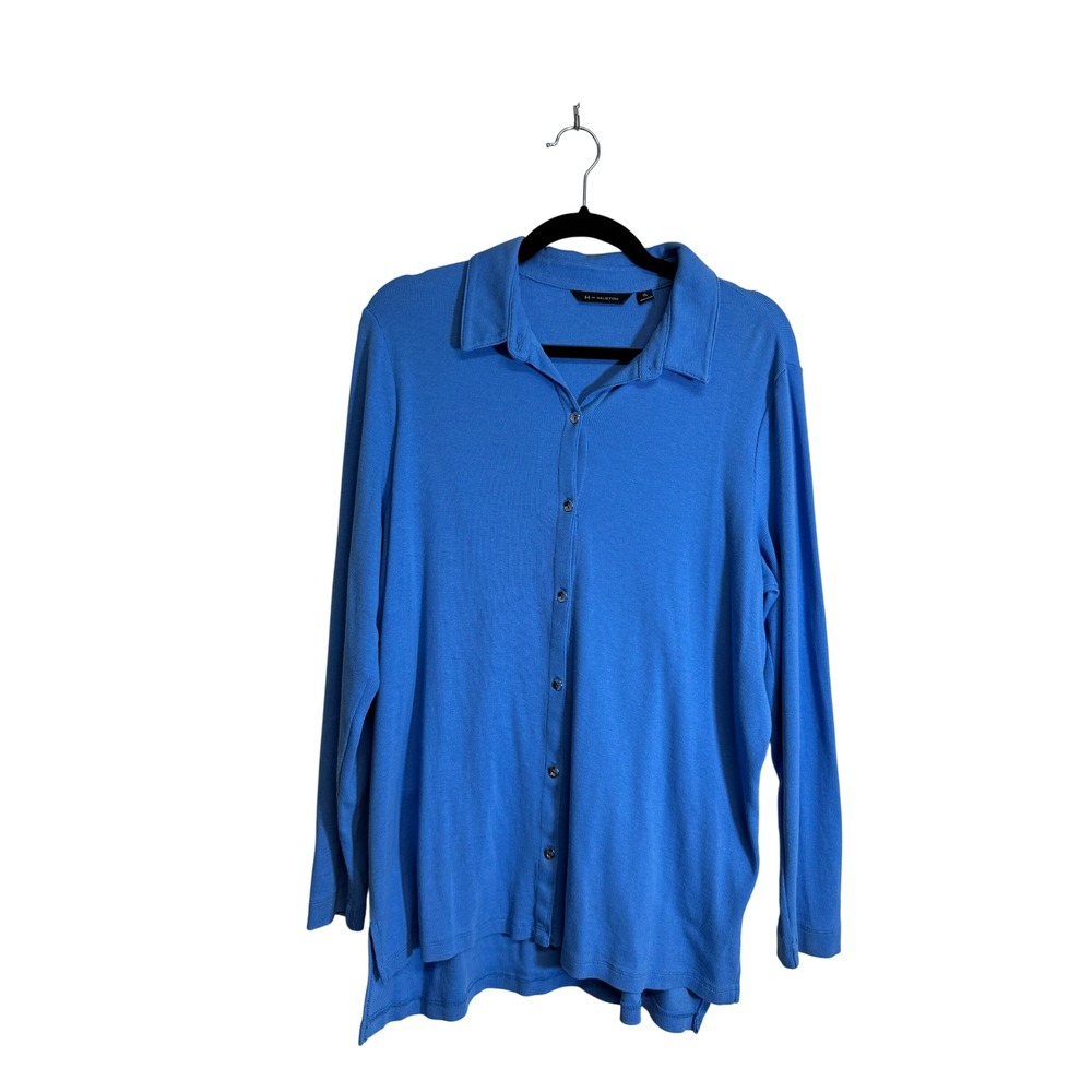 H by Halston‎ Blue Long Sleeve Shirt Women's Size XL